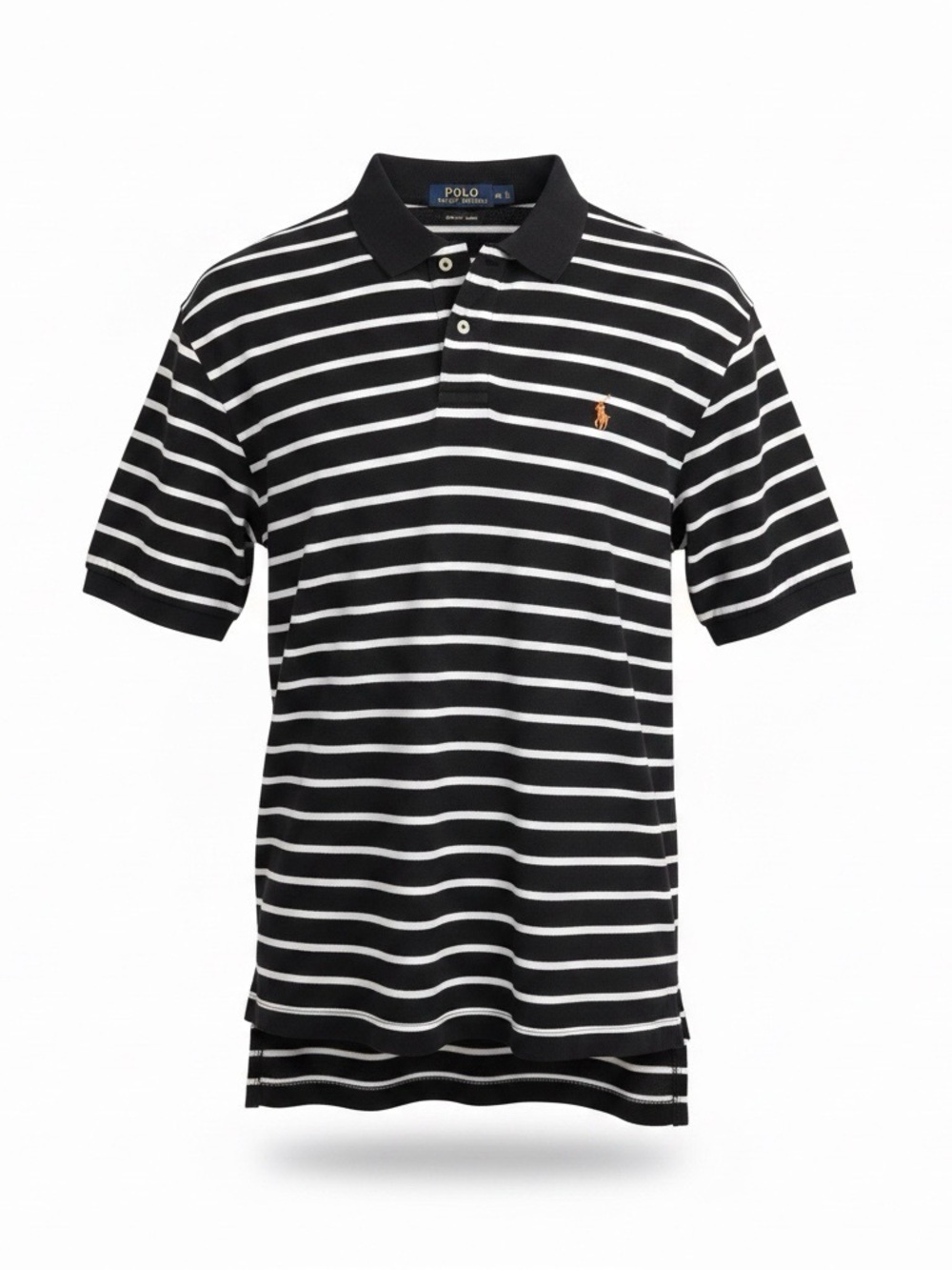 Polo Ralph Lauren Men's XL Black White Stripe Polo Pima Soft Touch